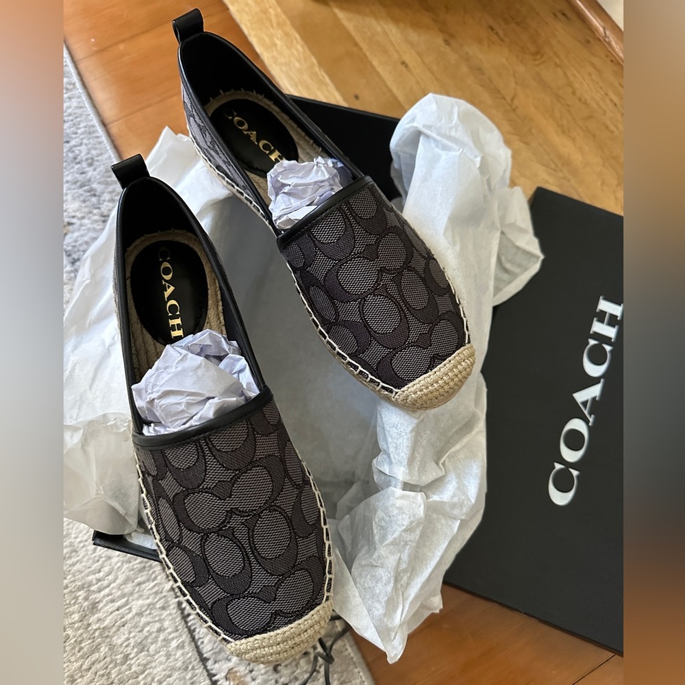 NIB - COACH Codi Espadrille In Signature Jacquard -  Black - size 5 US - Picture 13 of 14